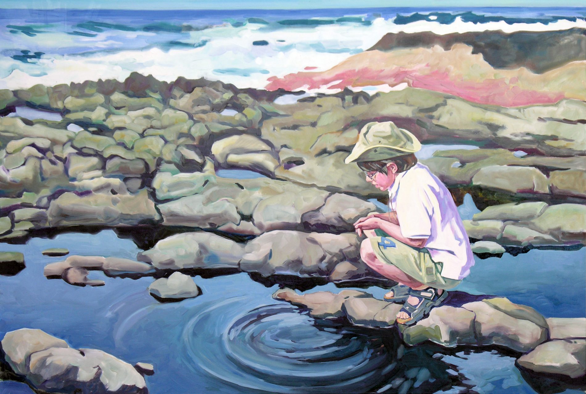 Gemälde von Julia Belot: Wasserringe, Öl auf Leinwand, 120 cm x 180 cm, 2007, La Palma, Kanarische Inseln