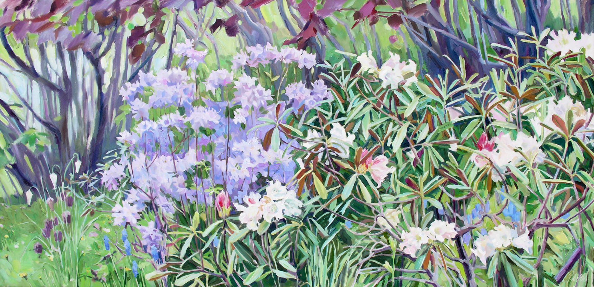 Gemälde von Julia Belot: Odiles Garten, Öl auf Leinwand, 100 cm x 200 cm, 2006